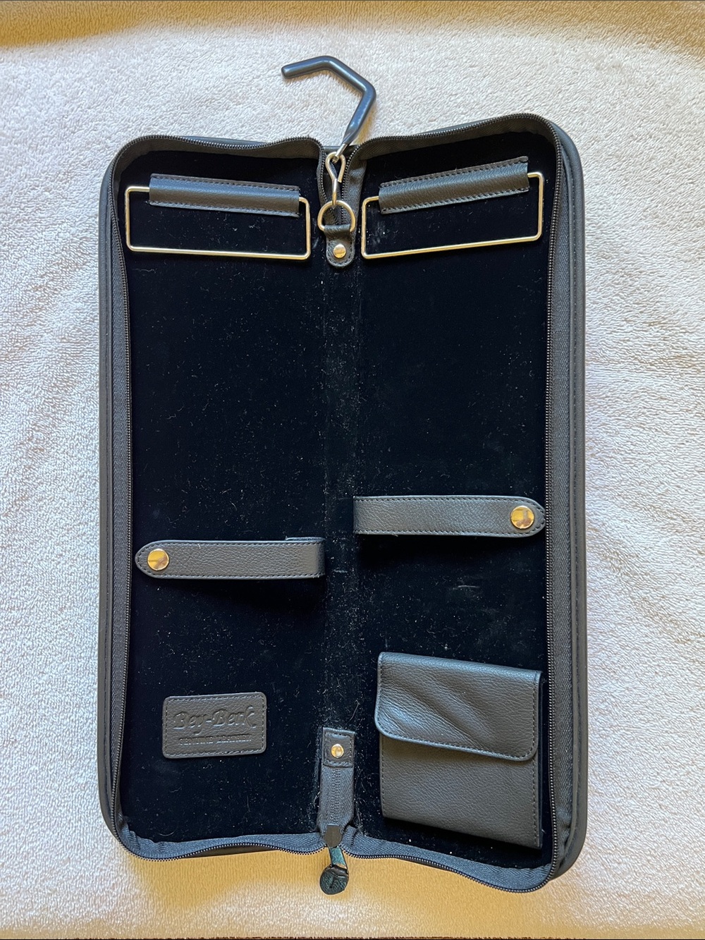 Black Leather Travel Tie Case